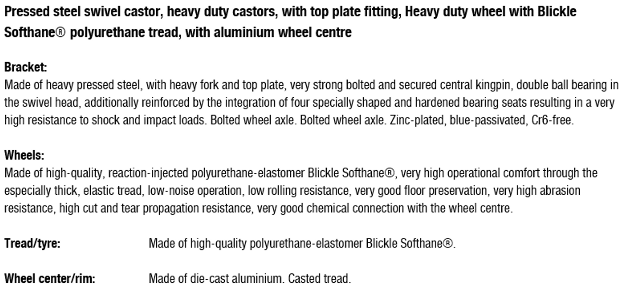 LH-ALTH 125K-14 -Blickle 5" Heavy Duty Swivel Caster on Extrathane® Wheel