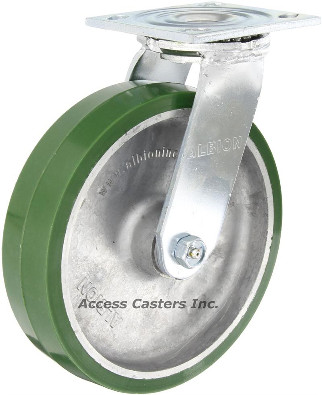 8" x 2" Albion Swivel Plate Caster, Polyurethane on Aluminum Wheel