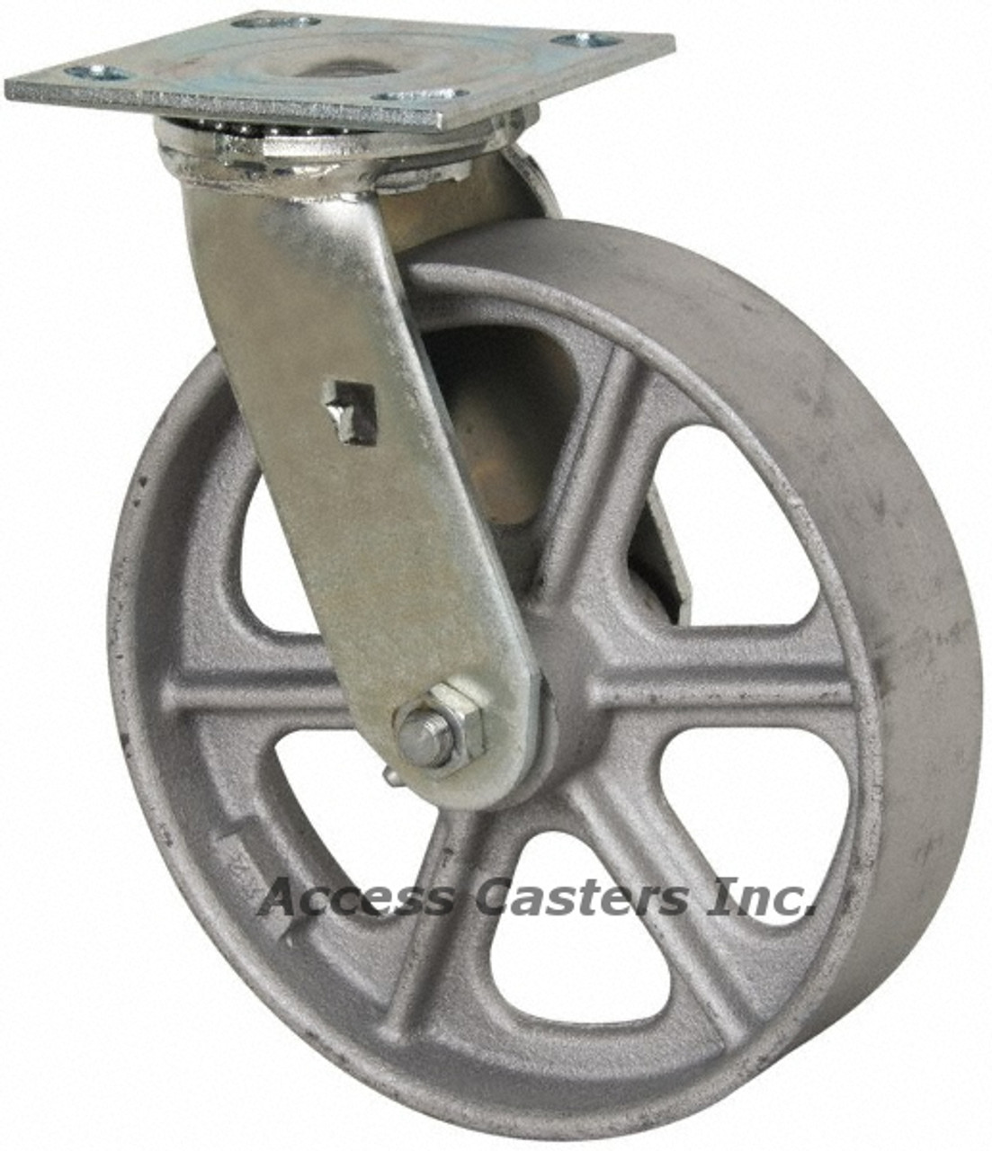 16CA08201S 8" x 2" Albion 16 Series Swivel Plate Caster, Cast Iron Wheel