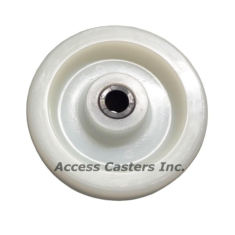 82WNYDEL  8" X 2" White nylon wheel with acetal bearing