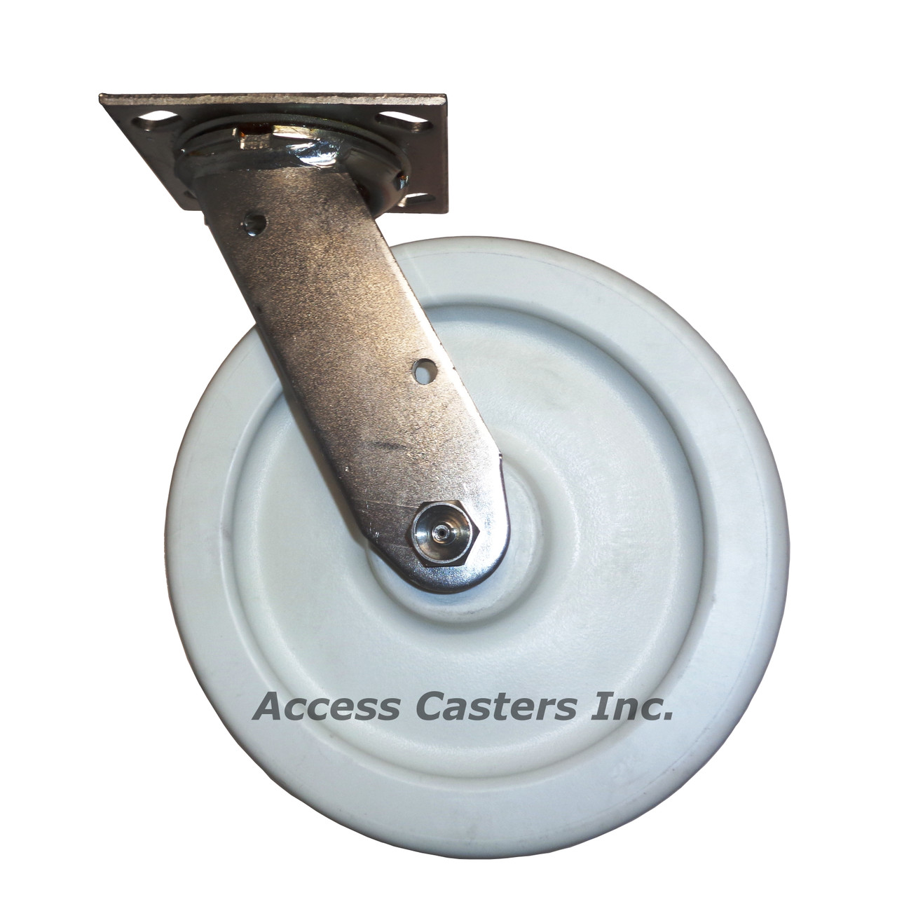 8DSSNYS 8 Inch Stainless Steel Swivel Caster with White Nylon Wheel