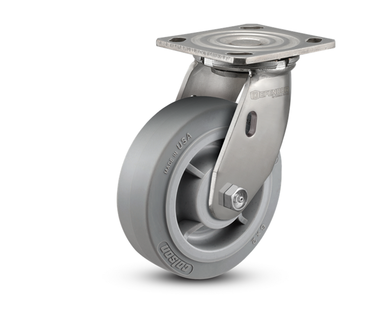 D4.08109.459 SS WB29 8 inch Stainless Steel Swivel Caster with Gray Performa Wheel
