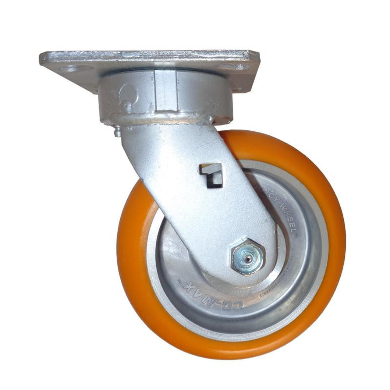 170AN08228S 8" kingpinless swivel caster with round tread CG-MAX polyurethane on aluminum wheel