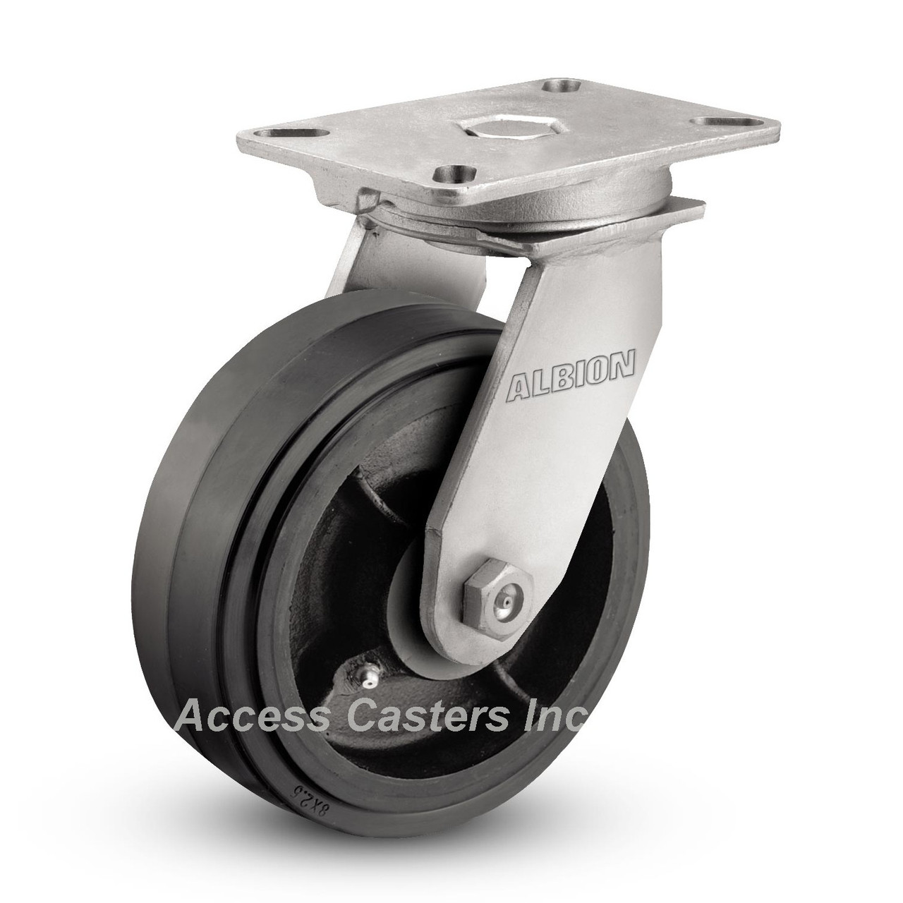 10A90MRS Heavy duty 10" swivel caster with rubber on cast iron wheel