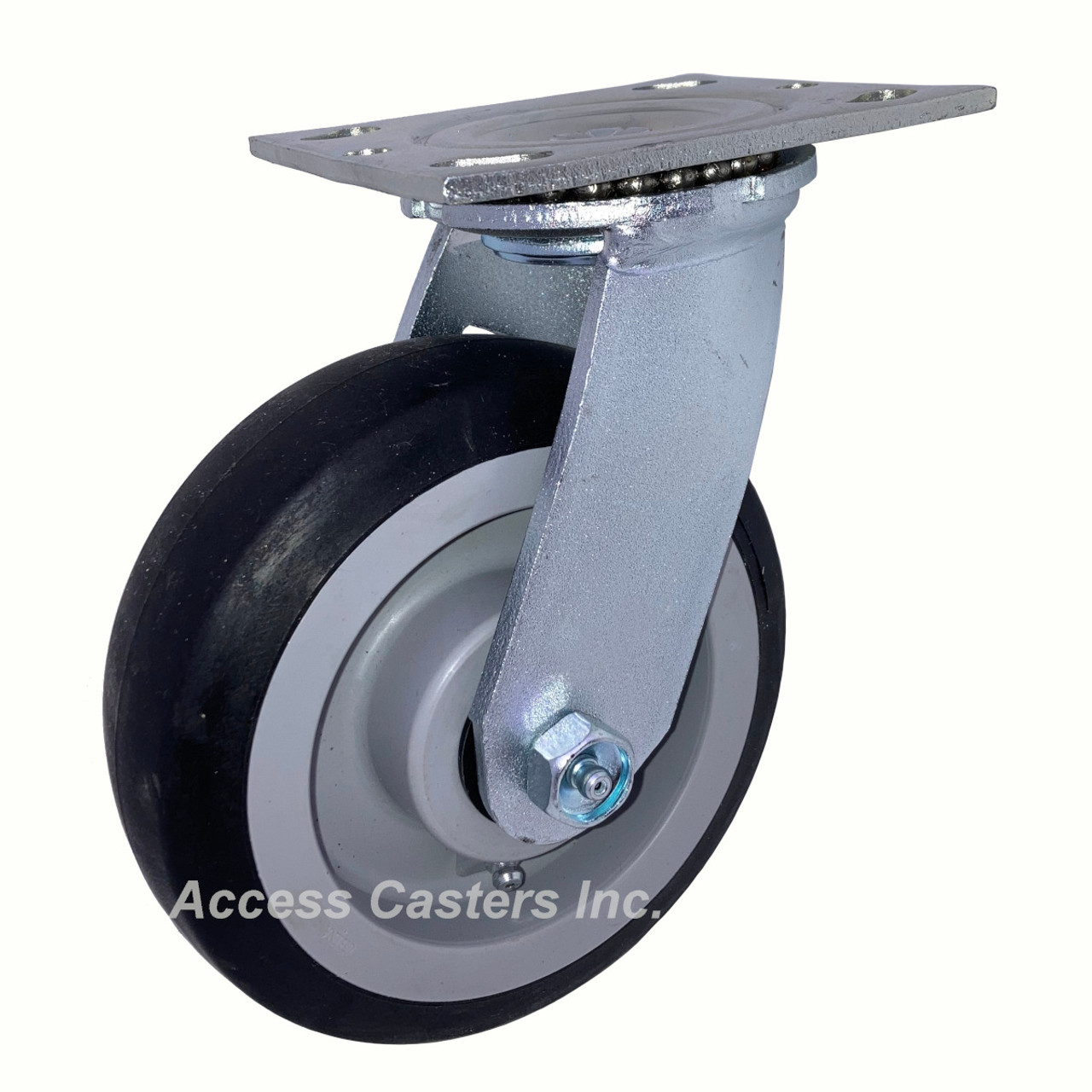 6XSBLKS 6" swivel caster with black tread TPR wheel