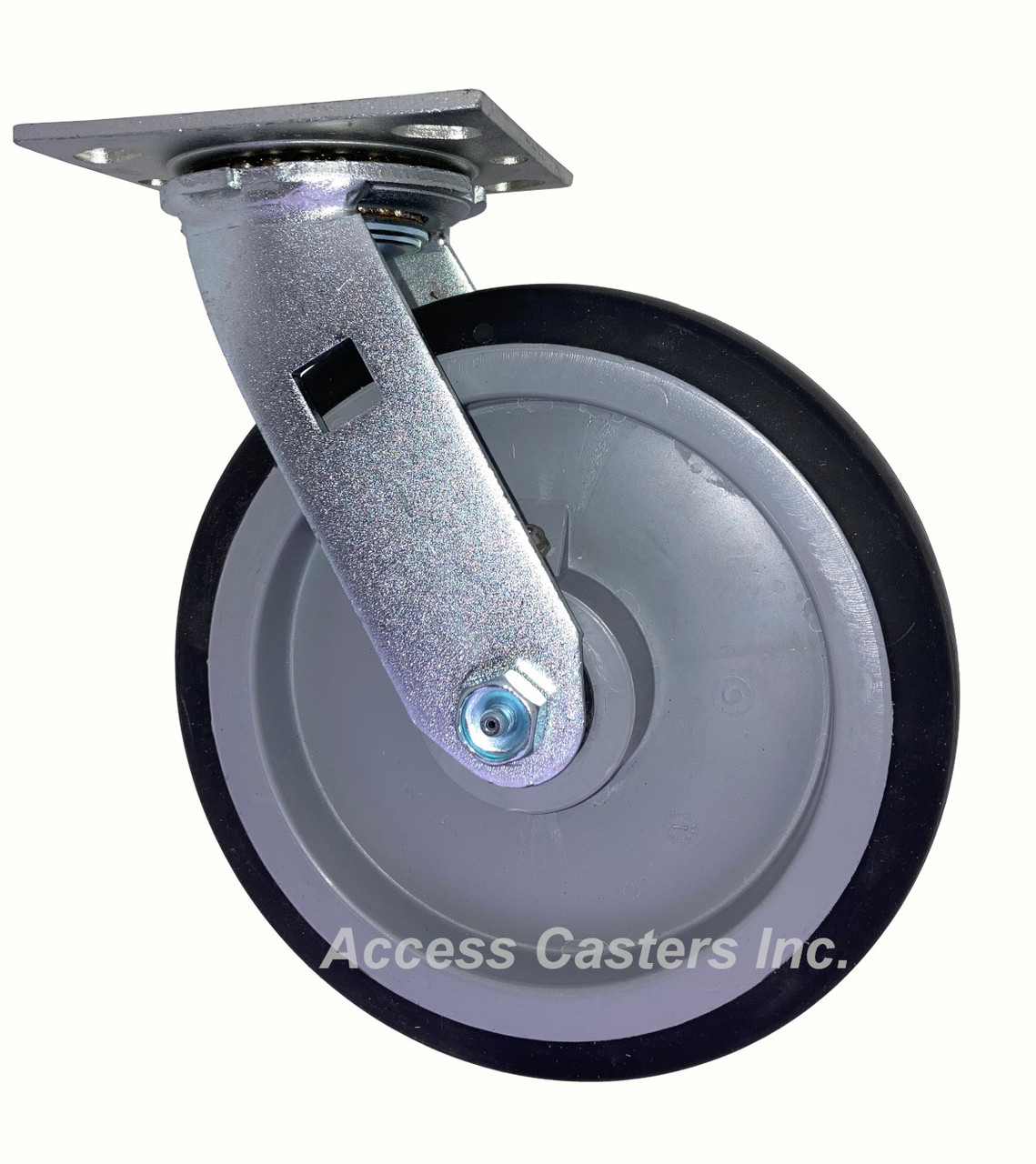 8XSBLKS 8" swivel caster with black TPR tread wheel