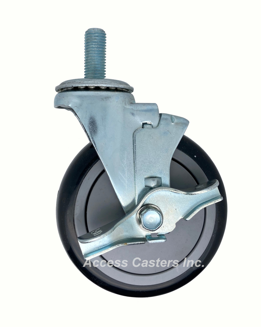 5PPMB16 5" Polyurethane wheel swivel caster with brake M16-2 x 1-1/2 stem