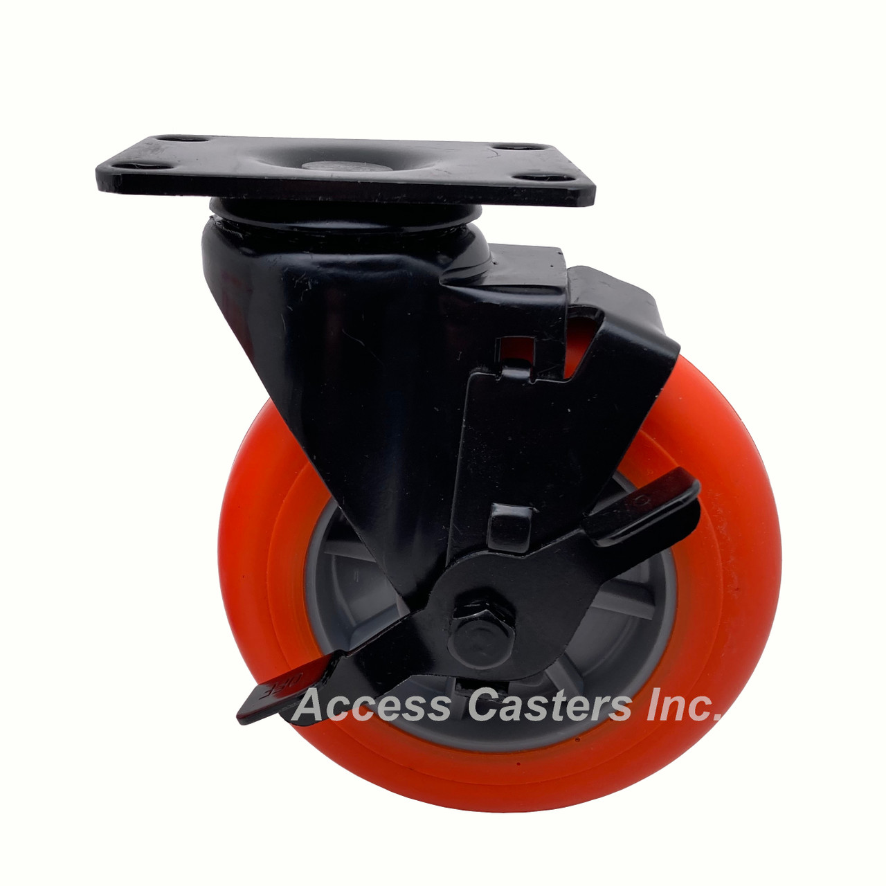 5" ergonomic swivel caster with brake, black finish