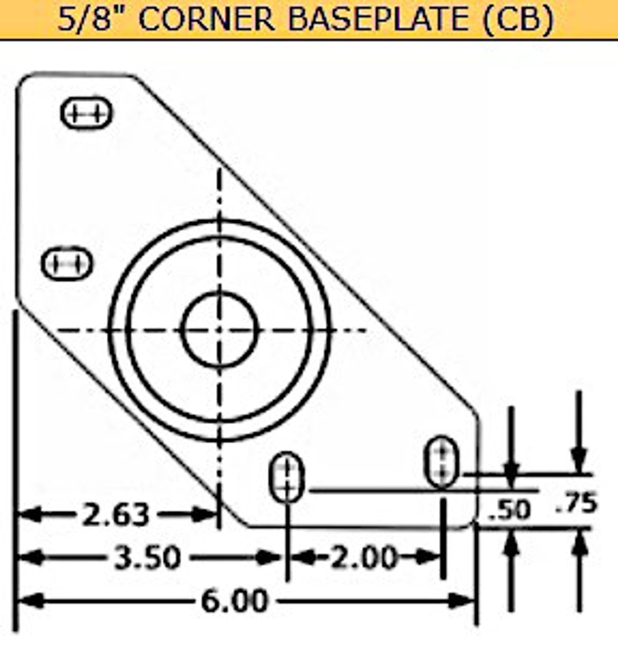 LM6311-CB-BS 5/8-11 Leveler Mount: Corner Baseplate, Brass Insert