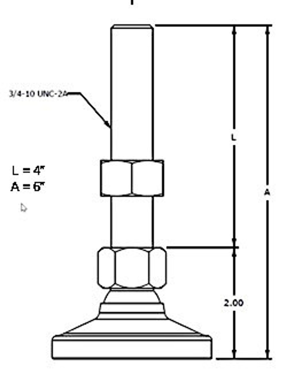 LV7510-SS-SX Stainless steel leveler with 3/4-10 x 4 stud