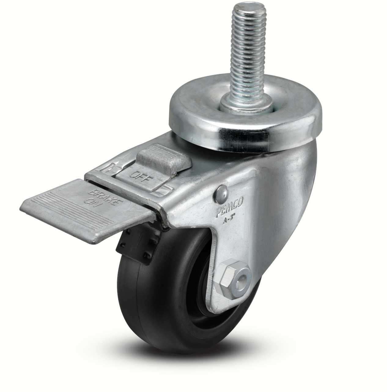 AS30T2PODTL 3" threaded stem caster with total lock brake, polyolefin wheel