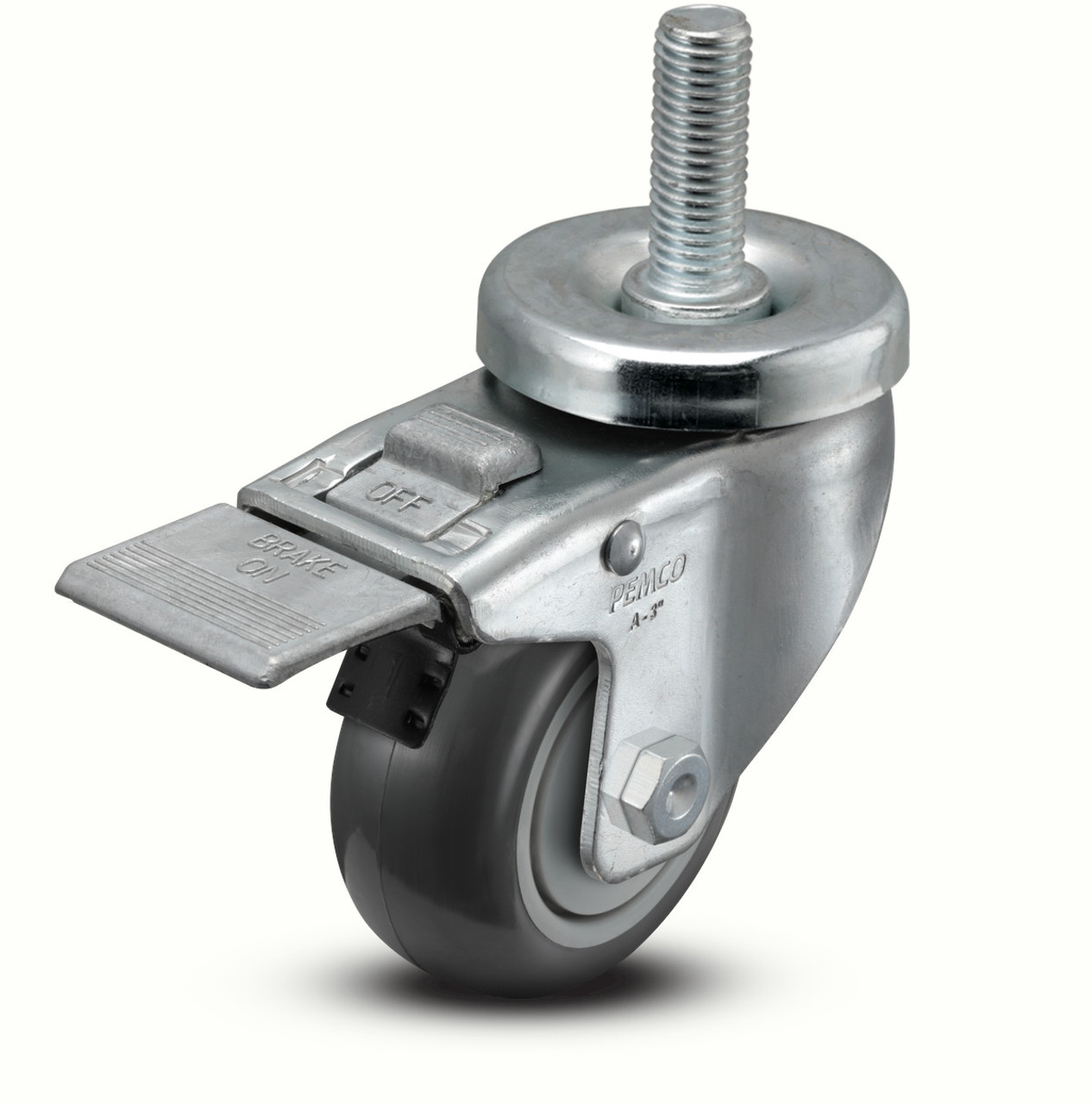 AS30T2TPUTL 3" threaded stem caster with total-lock brake, TPU (urethane) wheel