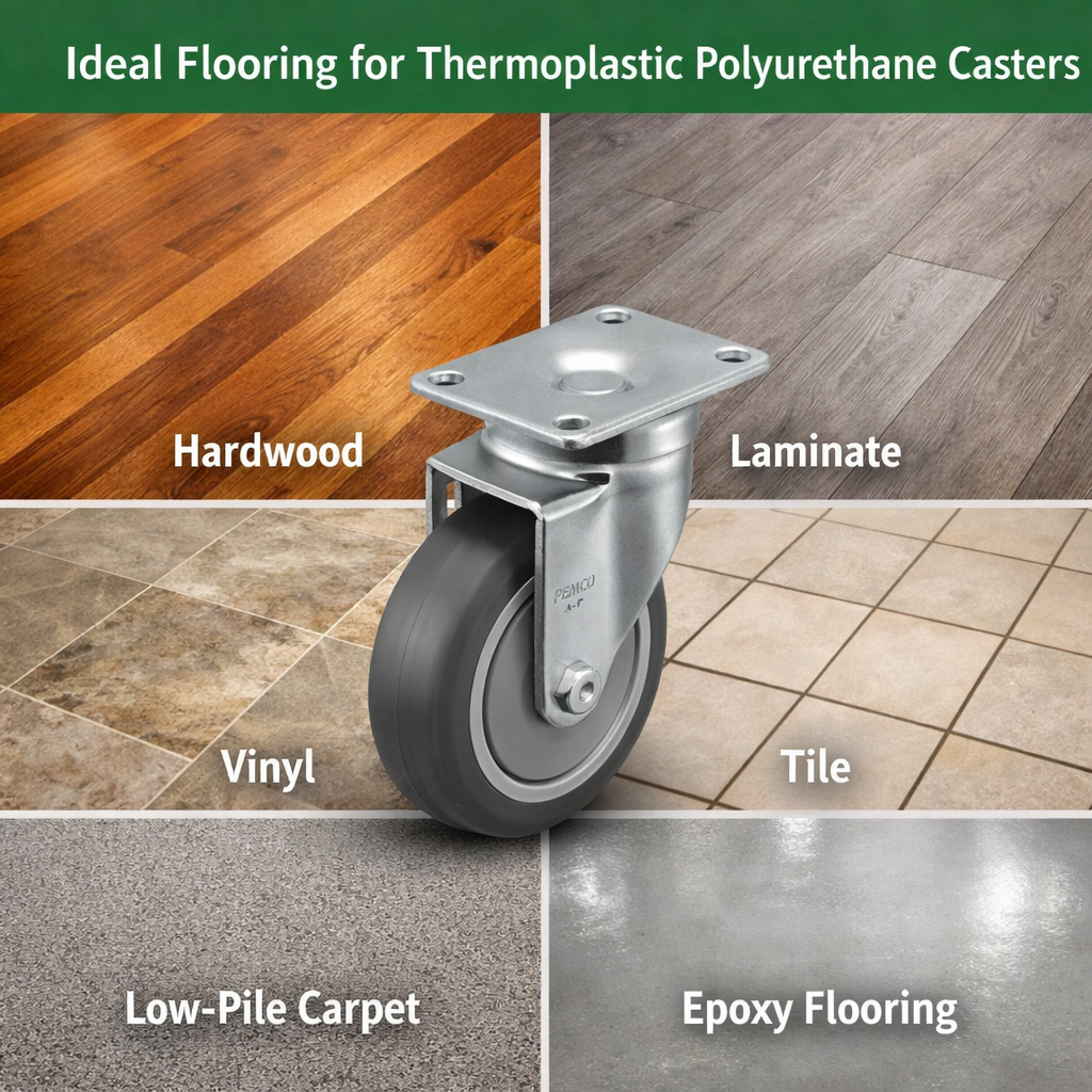 TPU casters work best on these surfaces