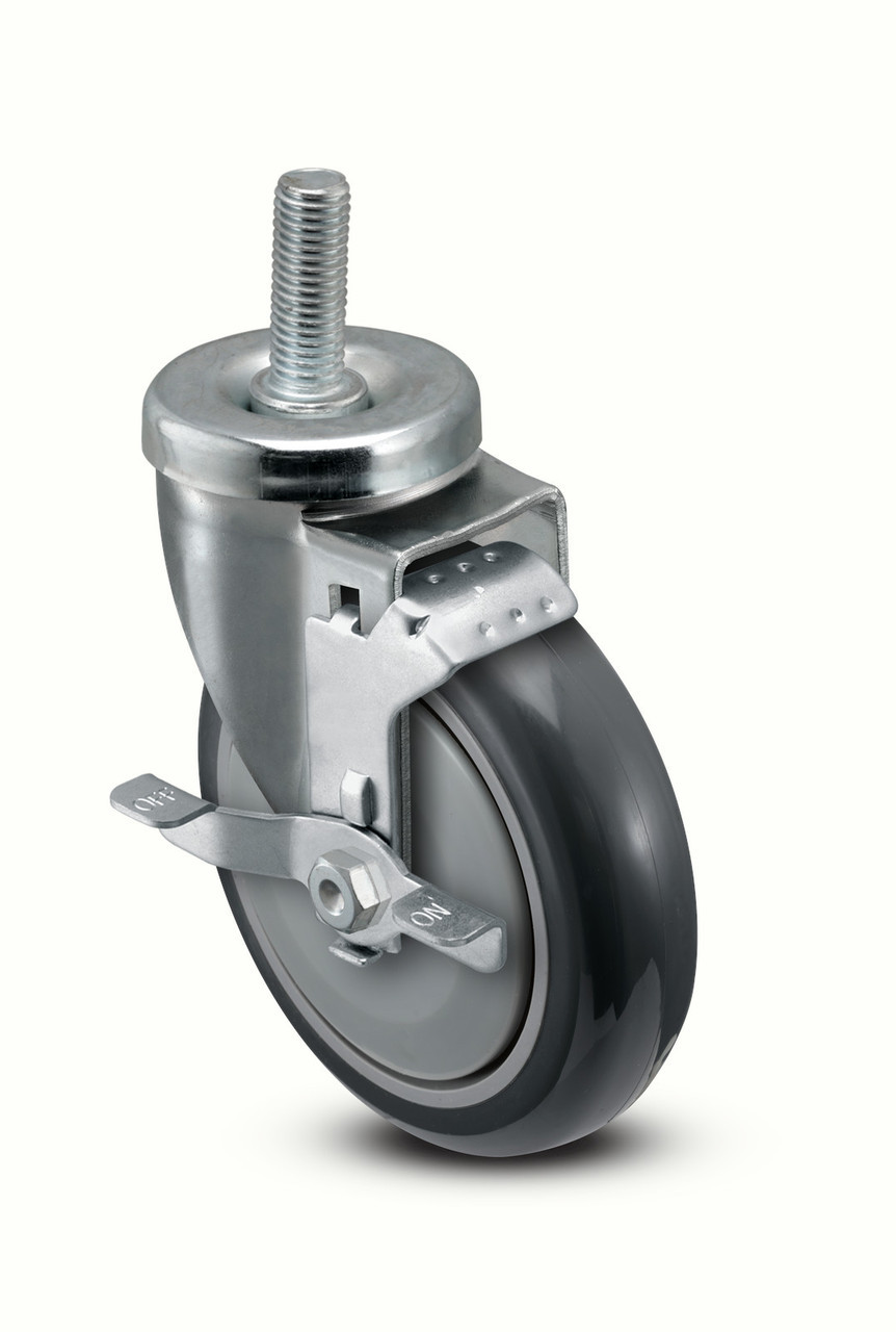 AS50T2TPUSB 5" Threaded Stem Caster with brake, TPU Wheel, 350 lb. capacity