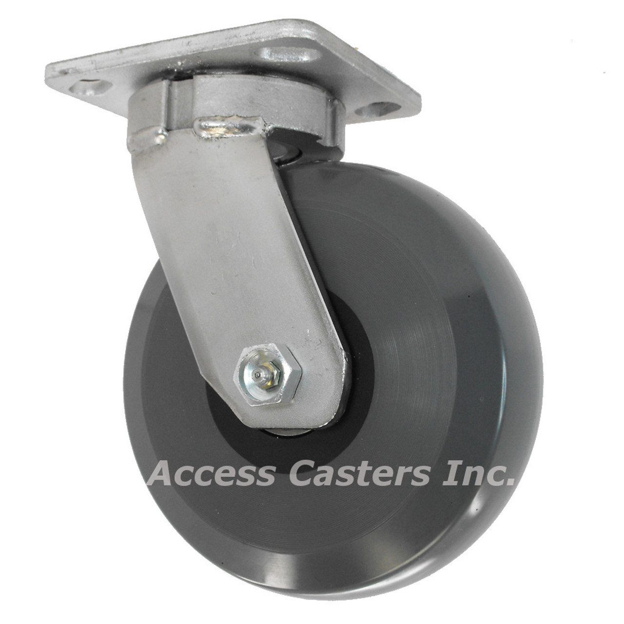 S5HU8 8 Inch Stainless Steel Kingpinless Swivel Caster with elastomer wheel