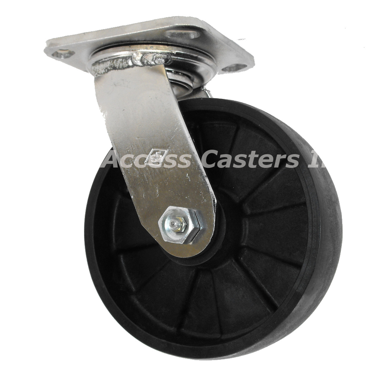 6DSSMAS Stainless Steel Swivel Caster with Glass-Filled Nylon Wheel