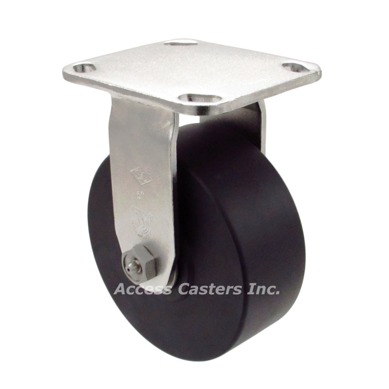 5SSNXR  5 Inch Stainless Steel Rigid Caster with High-Capacity Nylon Wheel