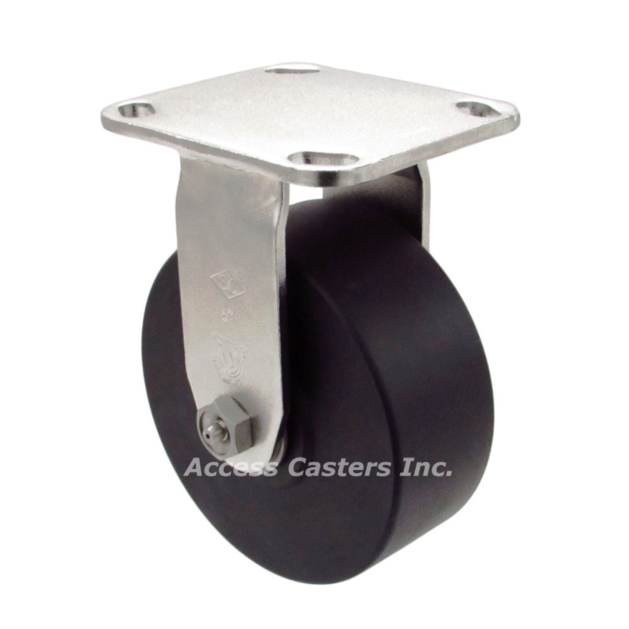 6SSNXR  6 Inch Stainless Steel Rigid Caster with High-Capacity Nylon Wheel