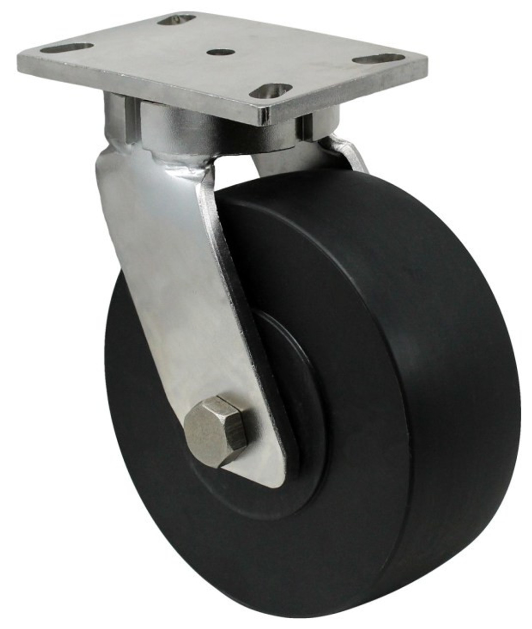 S57NX8 8 Inch Heavy Duty Stainless Steel Kingpinless Swivel Caster with Machined Nylon Wheel