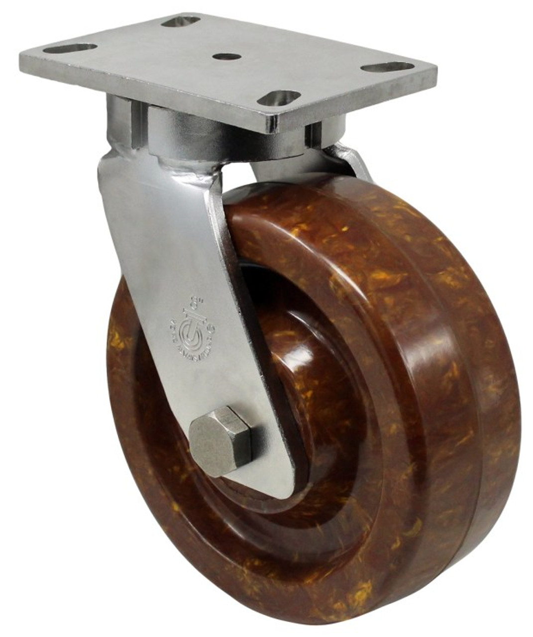 S57OV8 8 Inch Stainless Steel Kingpinless Swivel Caster with High-Temperature Epoxy Wheel