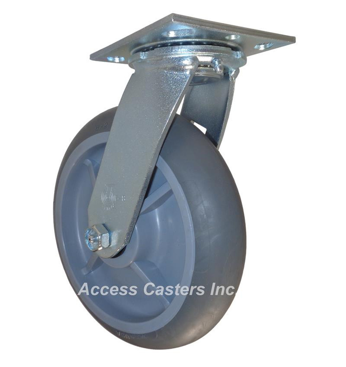 CAS82HT-S 8" x 2" Swivel Plate Caster, TPR Round Wheel for Lockwood
