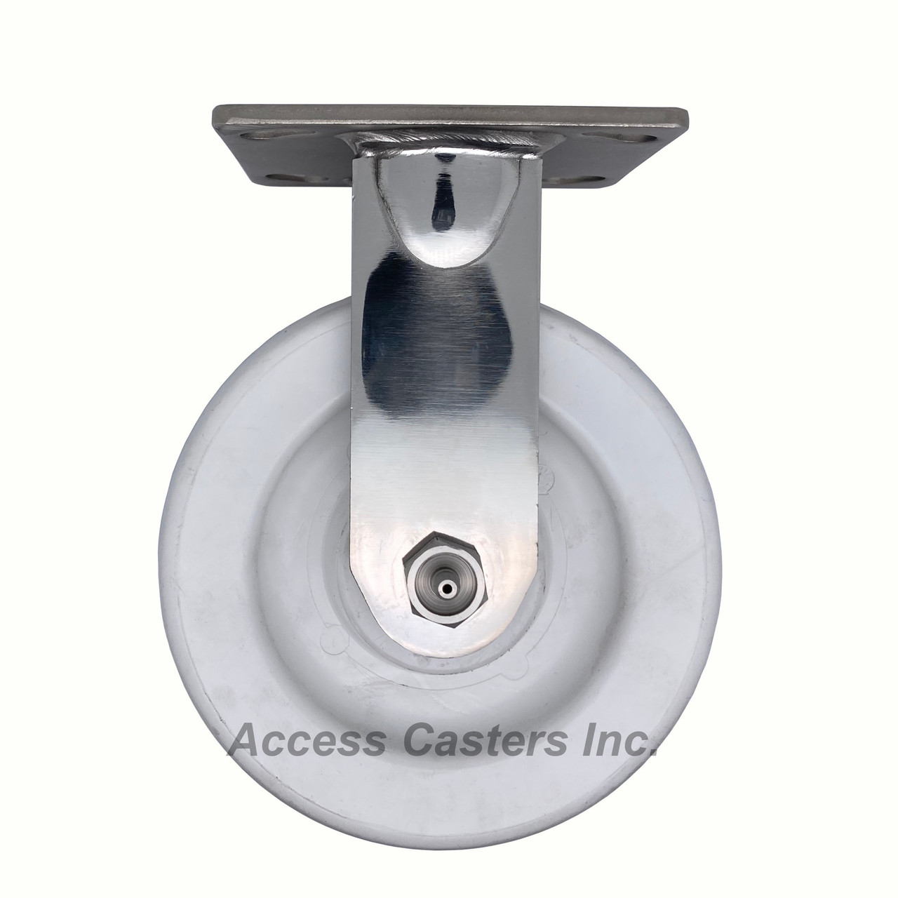 MD316PO6-R 6 Inch 316 Stainless Steel Rigid Caster with White Polyolefin Wheel