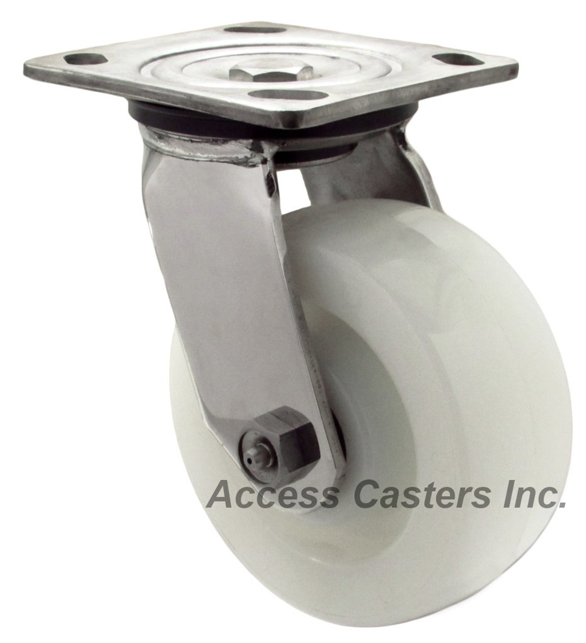 MD316NY5-S 5 Inch 316 Stainless Steel Swivel Caster with White Nylon Wheel
