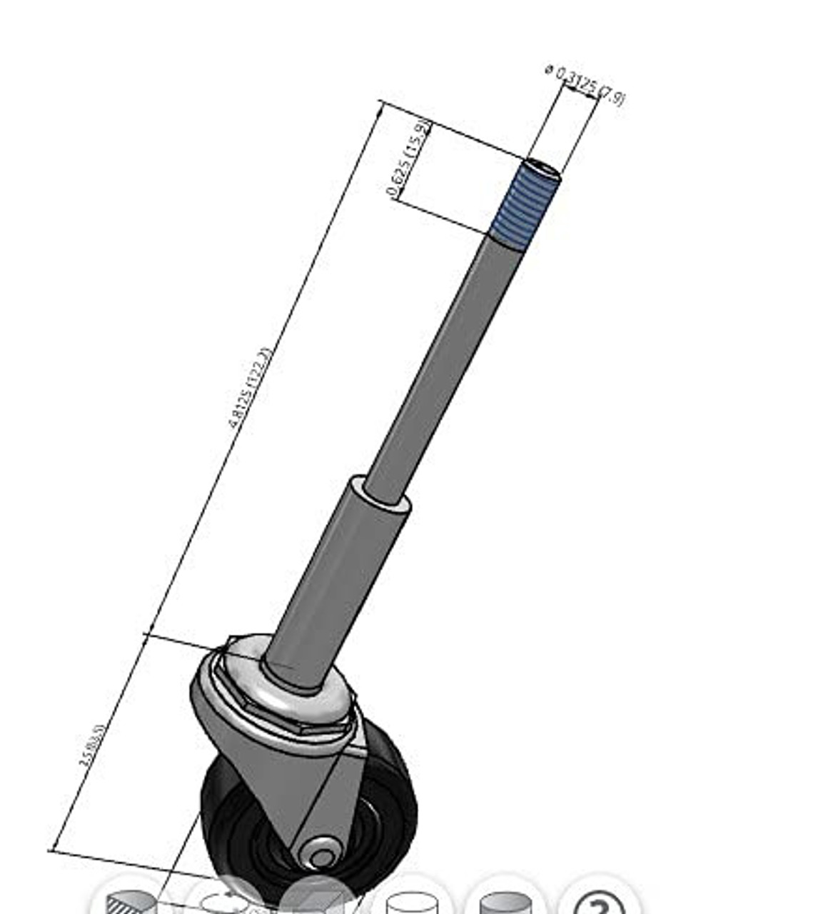 2" ladder casters dimension