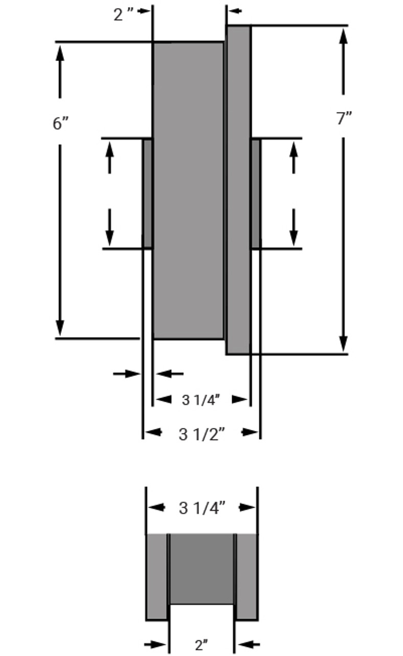WFT-62NYB-3/4 Hamilton Double Flanged Nylast Track Wheel 6" x 2" x 3 1/4" Hub length with 3/4" Precision Ball Bearing