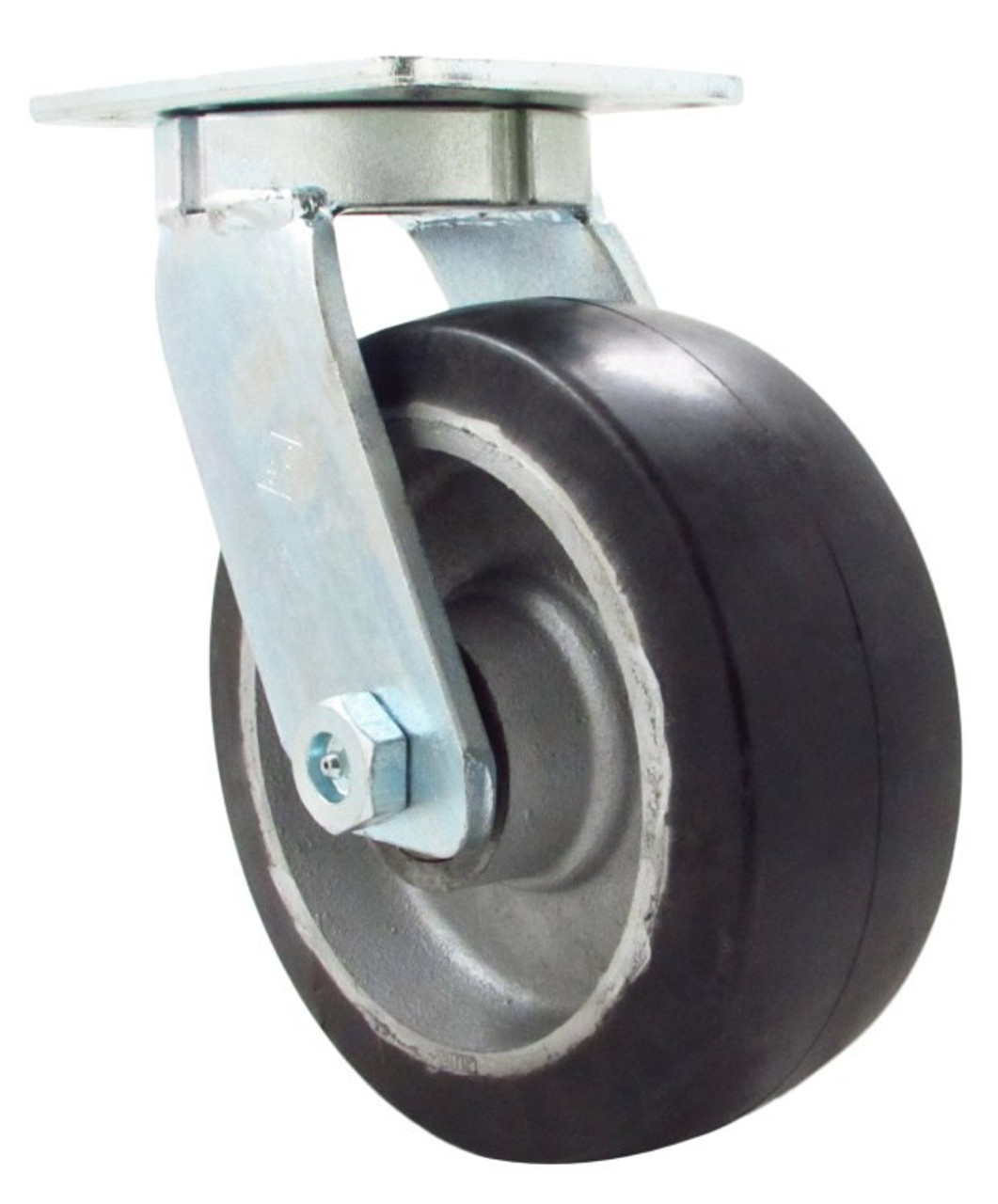 6DRH57S 6 Inch Heavy Duty Kingpinless Caster with Supreme Rubber on Cast Iron Wheel