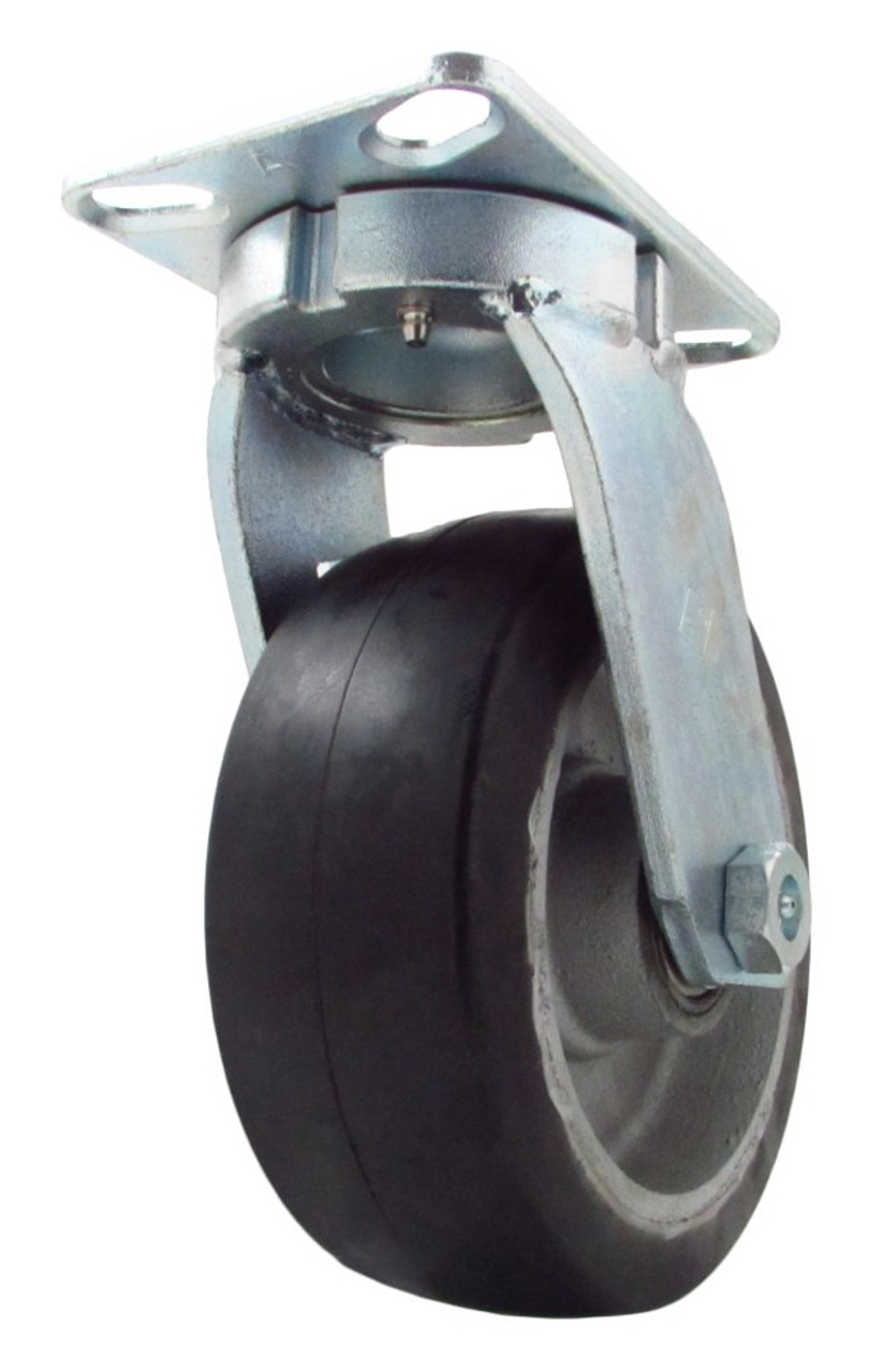 6" Heavy Duty Kingpinless Caster with Supreme Rubber on Cast Iron Wheel