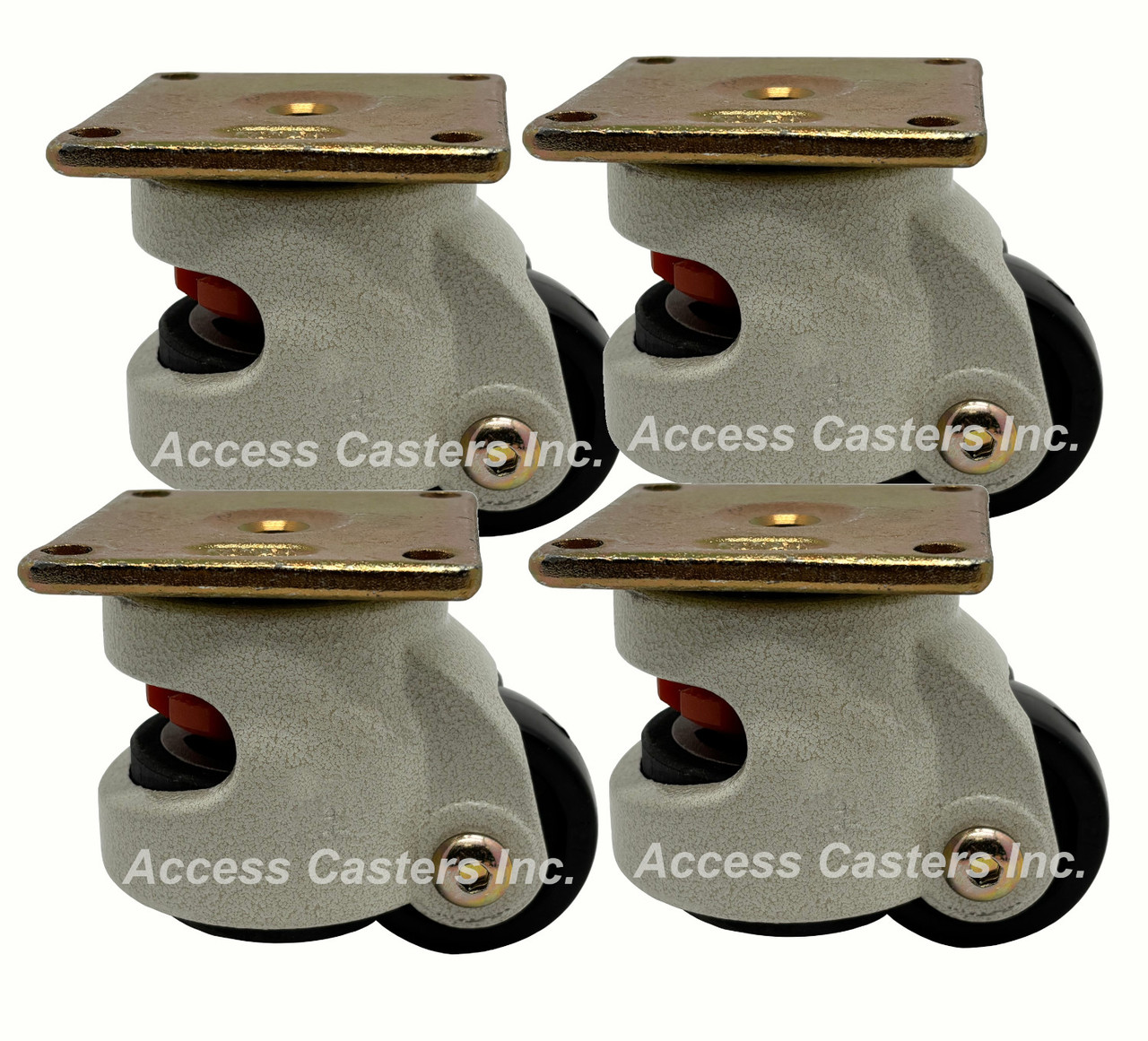 2P80F-SET four piece set of 2" leveling casters with top plate