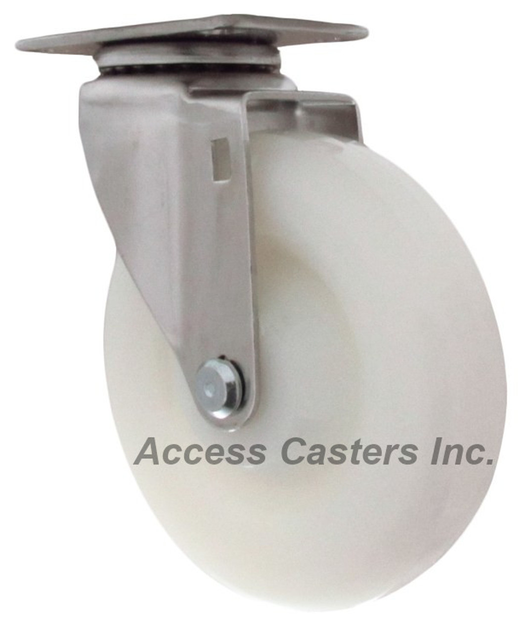 LD316NY5-S Light Duty 5 Inch 316 Stainless Steel Swivel Caster, White Nylon Wheel