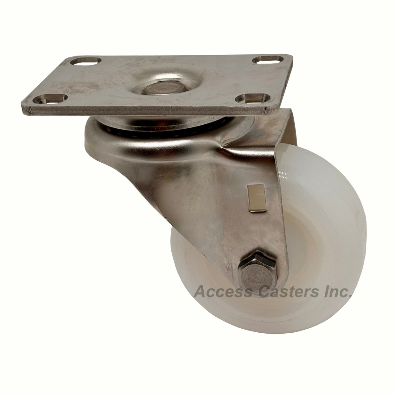 LD316NY3-S Light Duty 3 Inch 316 Stainless Steel Swivel Caster, White Nylon Wheel