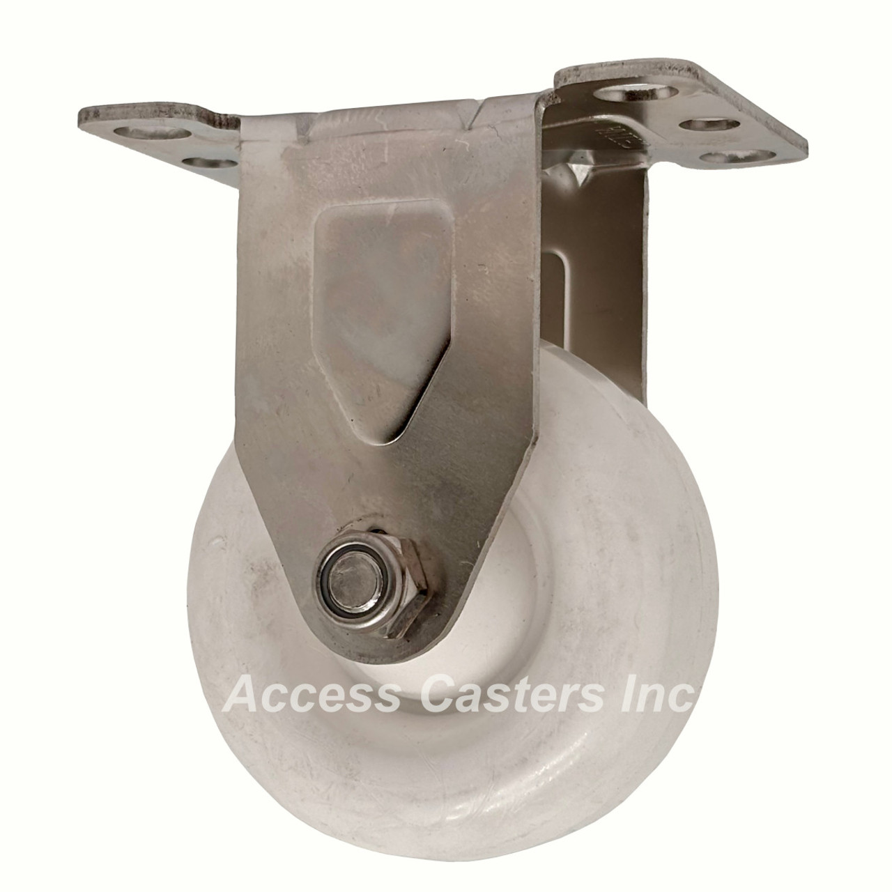 LD316PO3-R Light Duty 3 Inch 316 Stainless Steel Rigid Caster, White Polyolefin Wheel