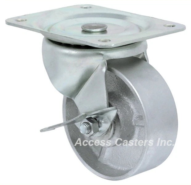 4DUSSB 4 Inch Single Ball Race Swivel Caster with Brake, Semi-Steel Wheel