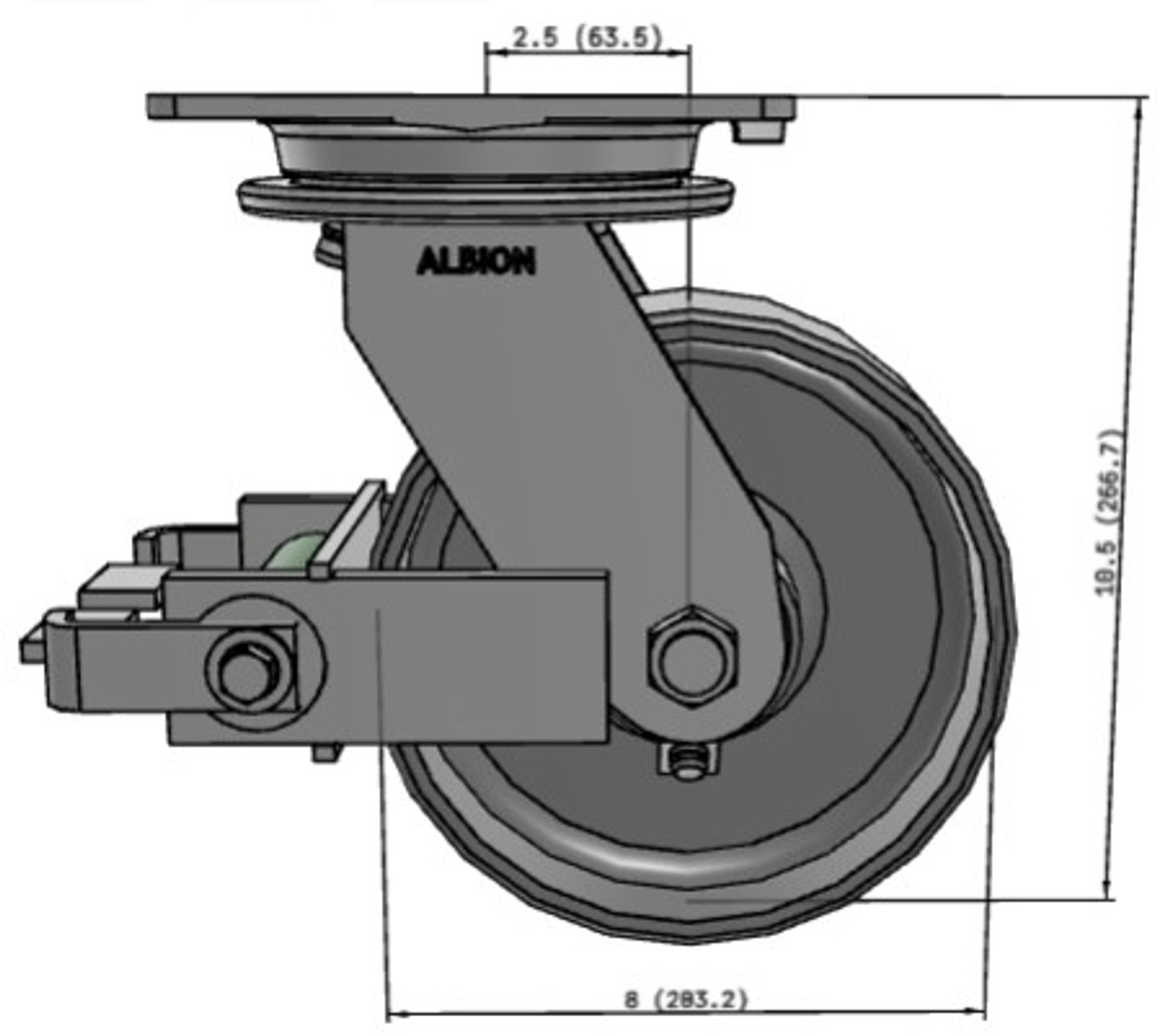 90FS08501SP Albion 8" swivel caster with brake