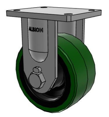 610PX08709R Heavy-duty rigid caster with 8" x 4" polyurethane tread wheel