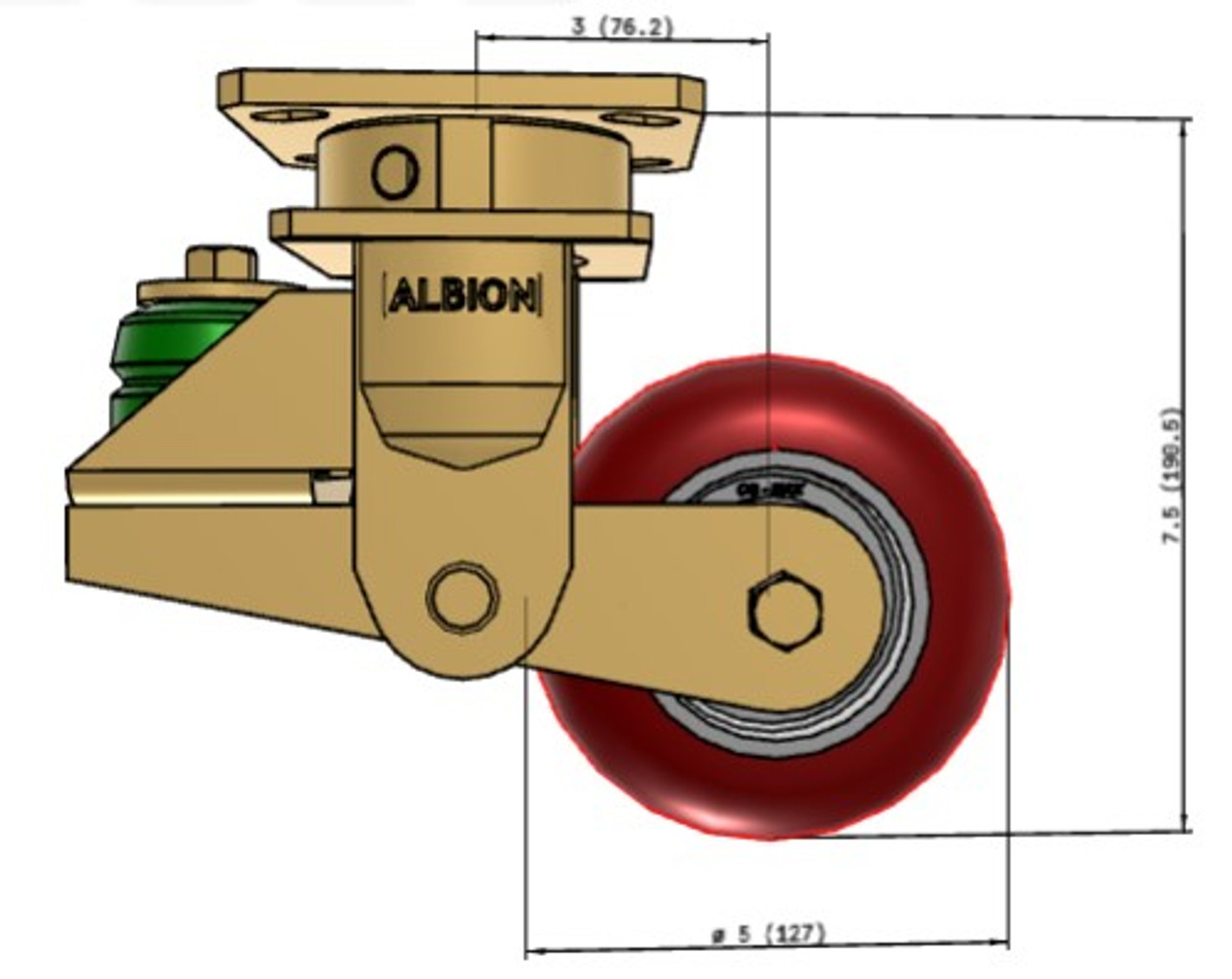 141AX05228S 5 inch spring loaded swivel caster