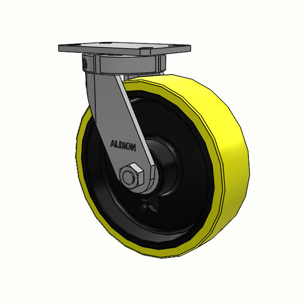 310PF12528S 12" x 3"  Kingpinless Swivel Caster, Poly on Heavy Cast Iron Wheel