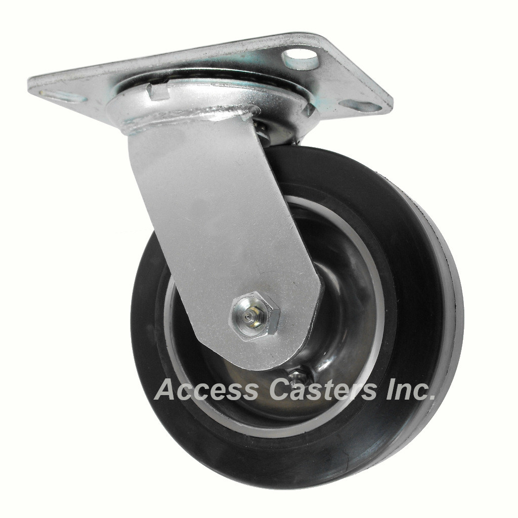 6D43RAS 6" swivel caster with rubber on aluminum wheel, 550 pound capacity
