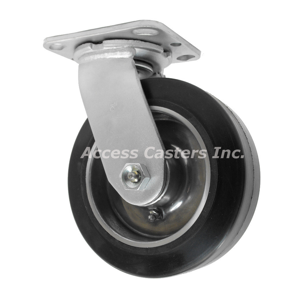 6DRAS 6" swivel caster with rubber on aluminum wheel, 550 pound capacity