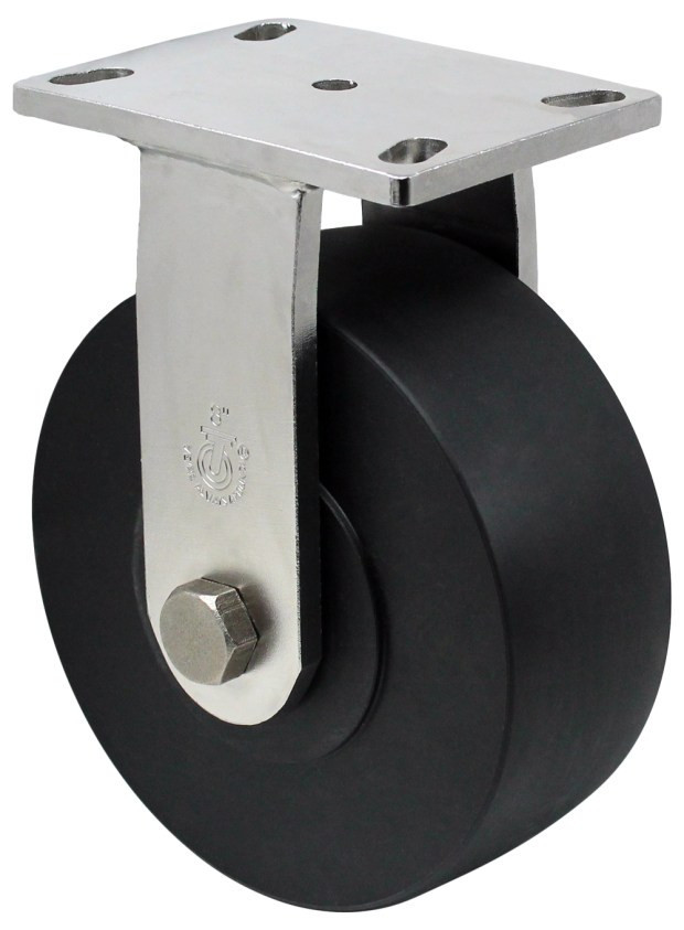 S58NX10 10 Inch Heavy Duty Stainless Steel Rigid Caster with Machined Nylon Wheel