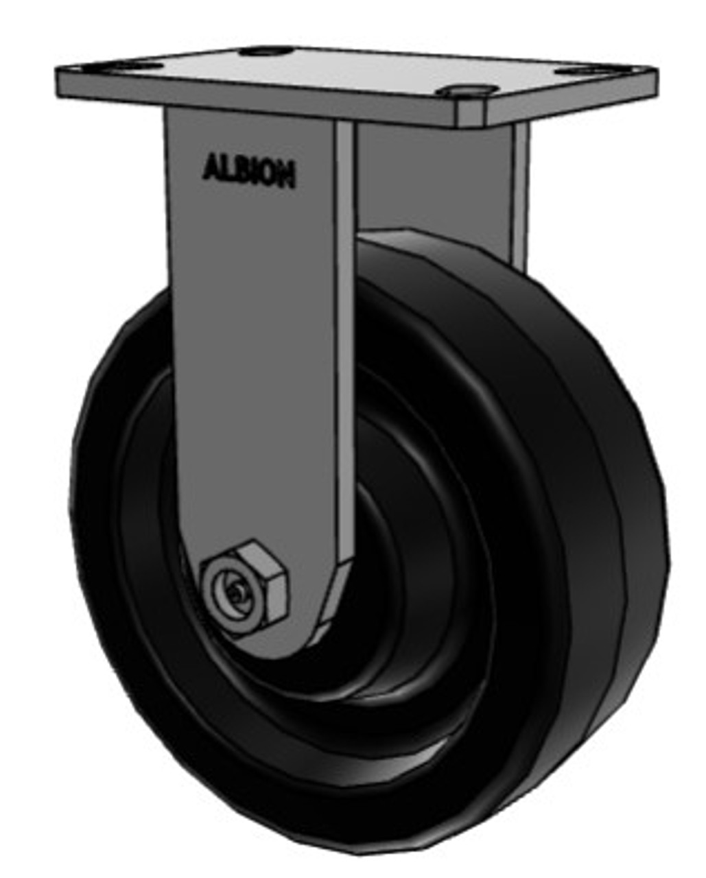 370TM08501R Heavy-Duty Rigid Caster with 8" x 3" phenolic wheel, 2500 pound capacity