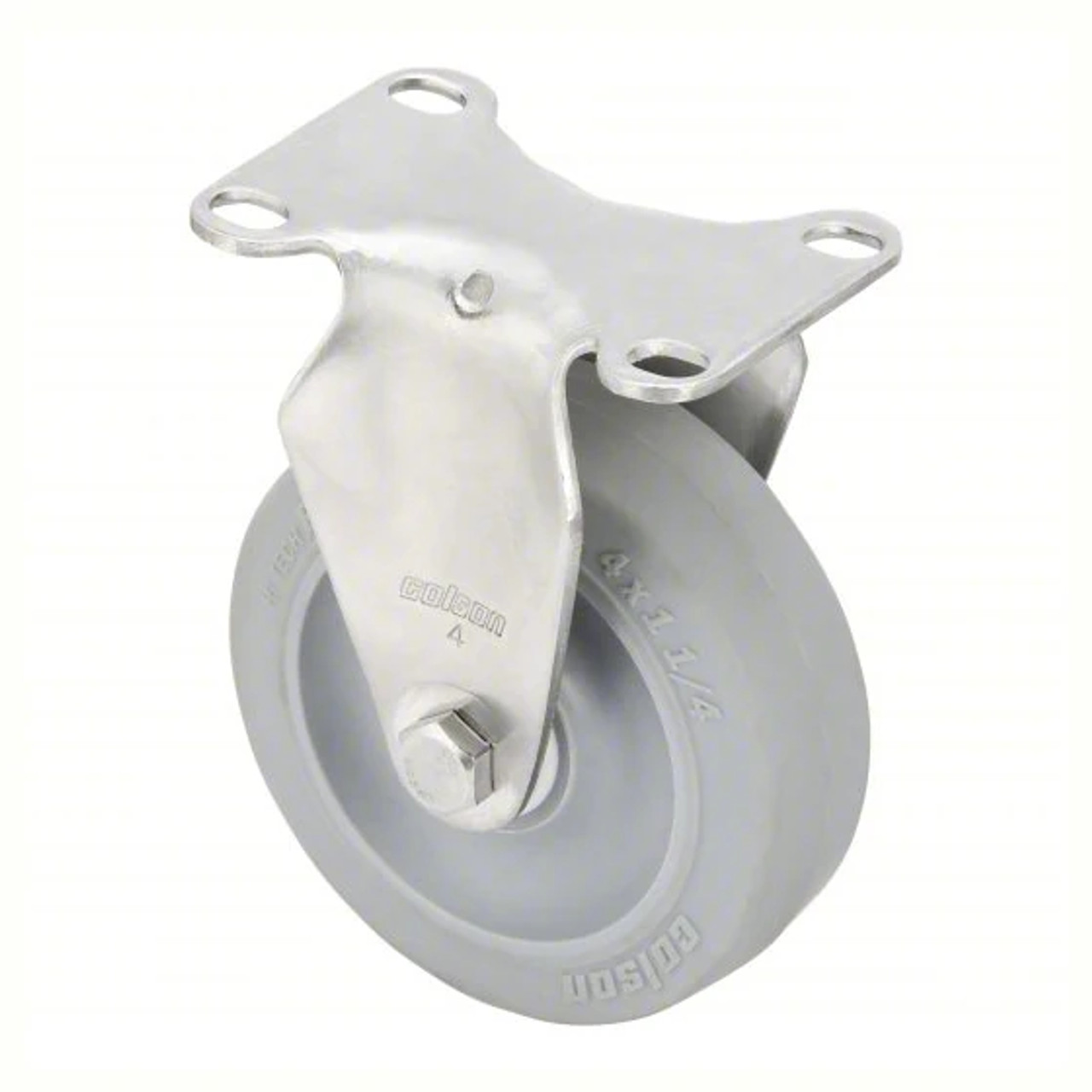 2.04408.444 Colson 4" stainless steel rigid caster with Performa Rubber wheel