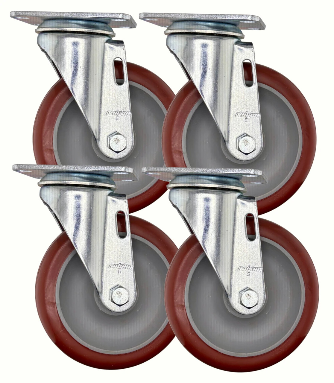 2.05256.95-SET Colson caster set, Four 5" swivel casters Polyurethane HI-TECH