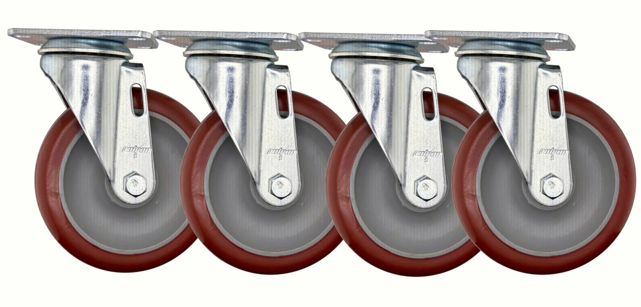 2.05256.95-SET Colson caster set, Four 5" swivel casters Polyurethane HI-TECH