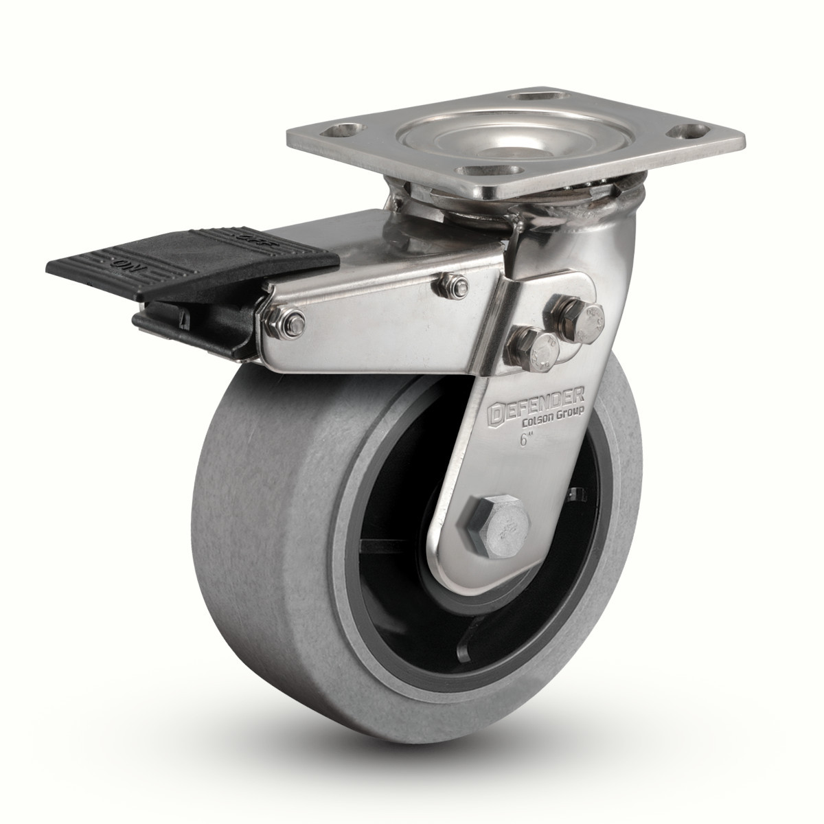 D4.06109.459 COND BRK4 SS WB29 6" Stainless Steel Total Lock Caster with Conductive Rubber Tread Wheel