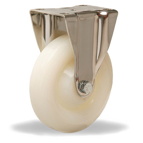 R-STL-5WN Hamilton Stainless Steel Rigid Caster with 5" x 1-1/4" White Nylon Wheel