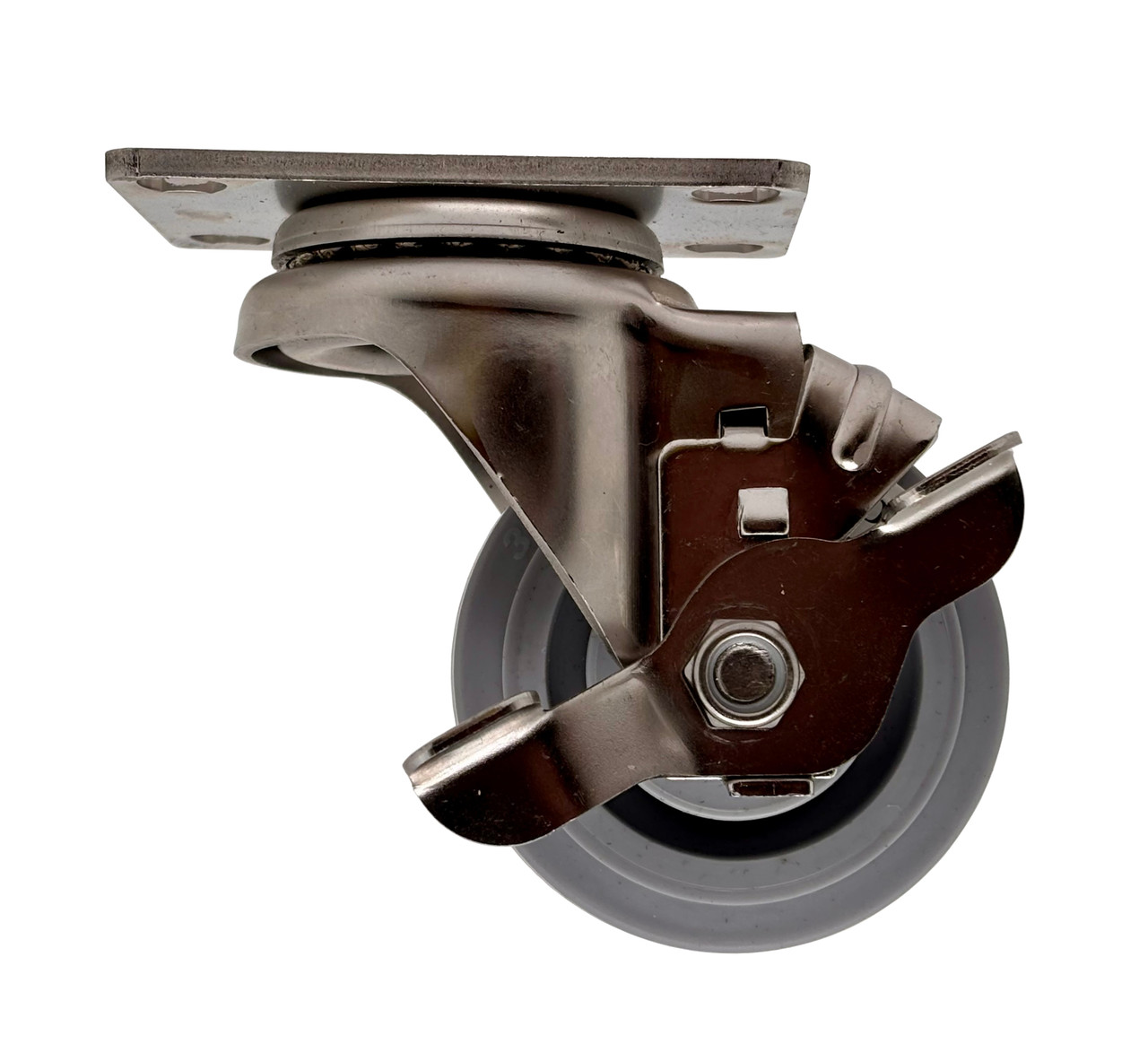 3DNMSSSB 3"Stainless Steel Swivel Caster with Brake, TPR Wheel